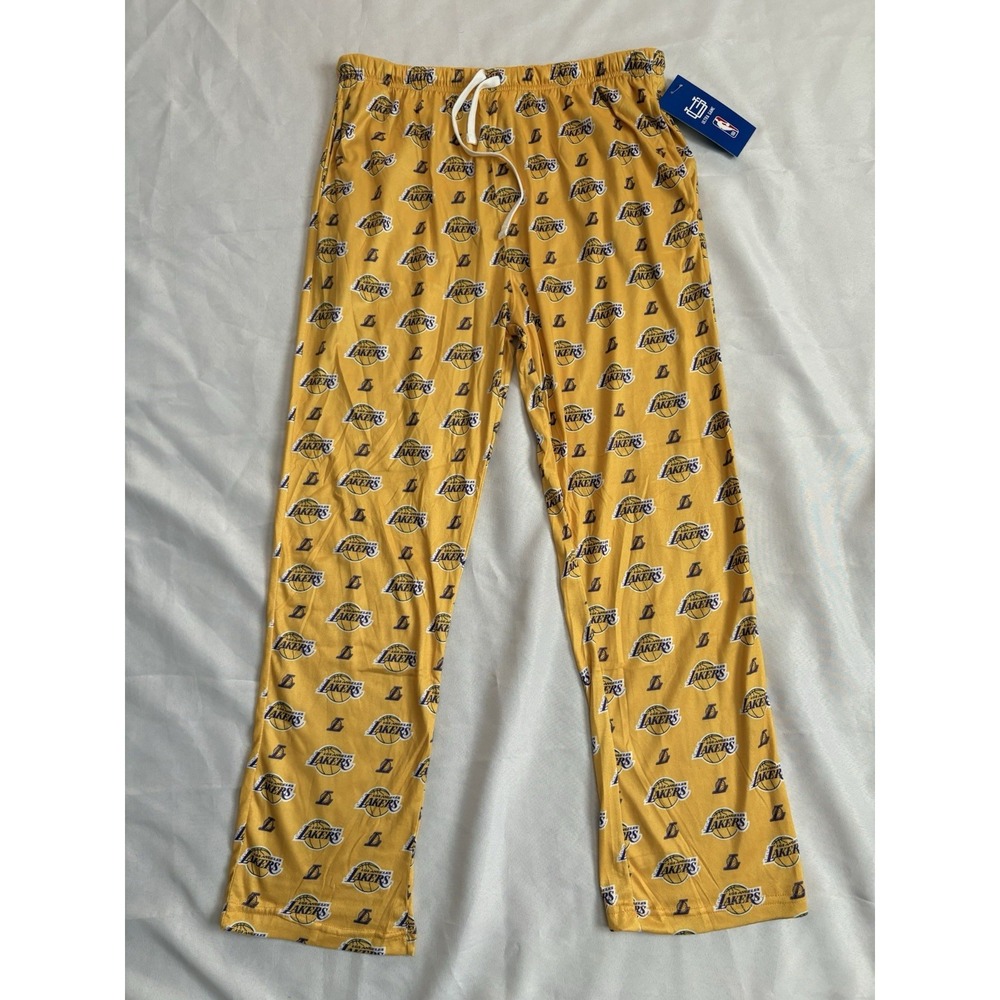 NEW NBA LOS ANGELES LAKERS PAJAMAS PJs PANTS GOLD Lakers Pajamas Size Large
